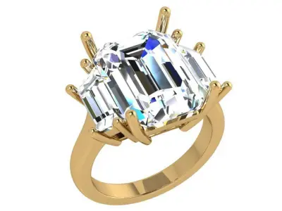 Emerald Diamond Ring 3896 3D print model