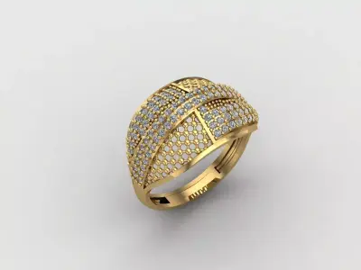 Women Ring With Stone Diamond Ready STL 3DM Models Womens Rings 3D print model 6