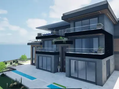 Stunning Luxurious Villa Model Low-poly 3D model