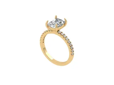 Radiant Solitaire Ring 3D print model
