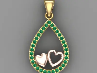 Heart pendant 3D print model 4