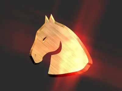 3D 2D horse head decoration Low-poly 3D model