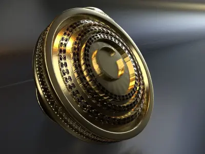 Luxury Cufflink with alphabet C 3D print model