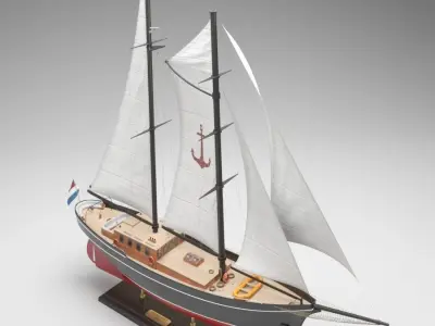 Silver spray schooner boat 3D model