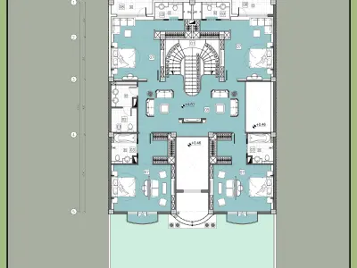 Classic Duplex House Plans  Professional  Pack3 Units 3D model