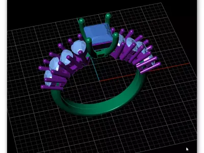 emerald square and pear engagement jewelry ring 3D print model