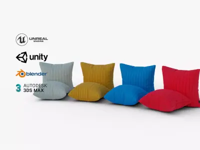 Knitted Cushions with a Chain Pattern Value Pack Low-poly 3D model