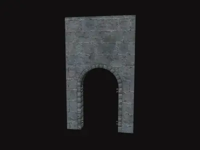 Medieval Stone Door Wall Low-poly 3D model