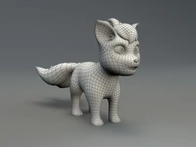 cartoon fox Low-poly 3D model
