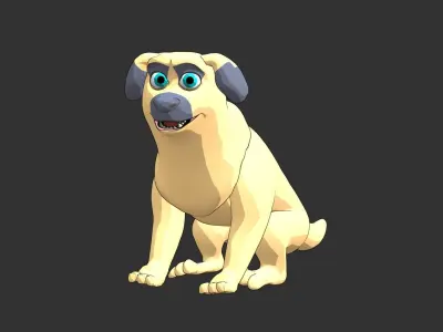 Dog cartoon  Low-poly 3D model