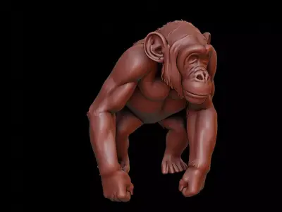 Chimpanzee Animal Sculpture 3D print model buy