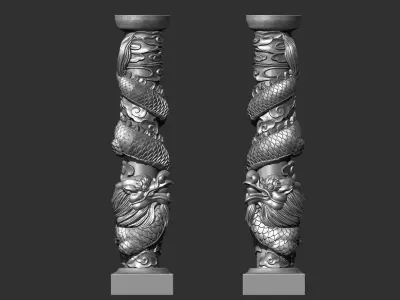Dragon Pillars 3D print model