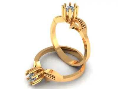 Women Ring 89 Stylish Diamond Solitaire Engagement lady ring Free 3D print model