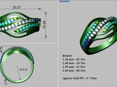 light weight gold diamond rings-C111116SKCH2026044-wt-0-5 3D print model