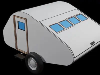 Low Poly Teardrop Camper Trailer Low-poly 3D model