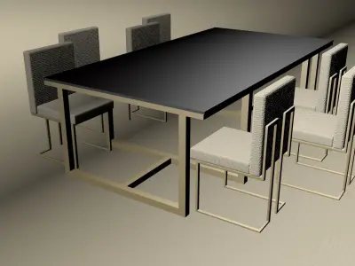 modern 3d office table with 8 chairs 3D model