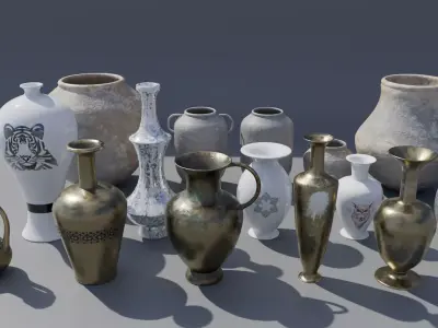 Vase Collection - 15 bundle PBR Free low-poly 3D model