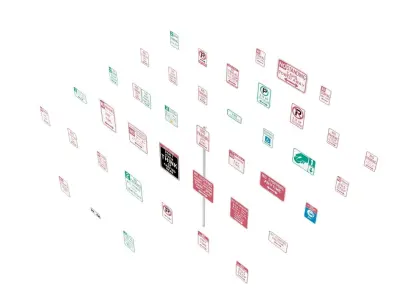 Road Sign US R7 Series Parking 3D model