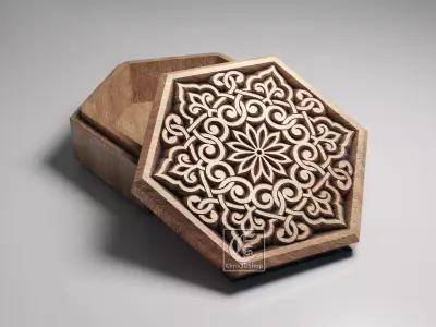 Hexagonal V-Carved Jewelry Box 2 - CNC Files 3D model