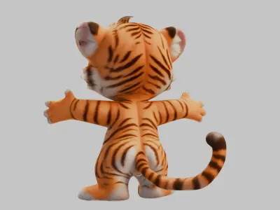 Stylized Cartoon Tiger 3D Model Low-poly 3D model