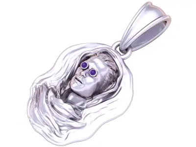 Divine Feminine Face Pendant 3D Printable Model 3D print model