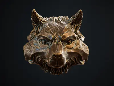 Wolf head pendant keychain 3d print model 3D print model