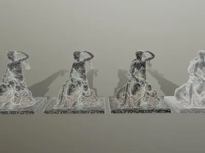 statue 6 bronze of woman holding child Low-poly 3D model