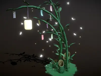 Japanese Wish Tree Low-poly 3D model