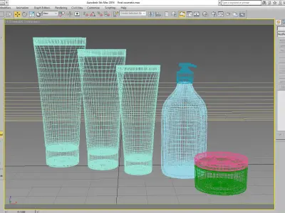 Cosmetic Bottle and Tube Set 3D model 3D model