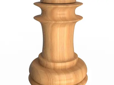 3D Wooden Chess Rook Low-poly 3D model