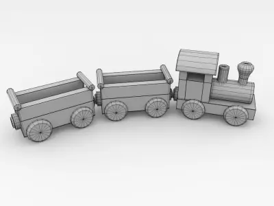 Wooden Toy Train 3D model