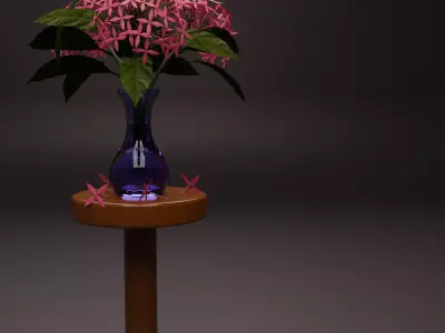 Ixora Flower Vase 3D model
