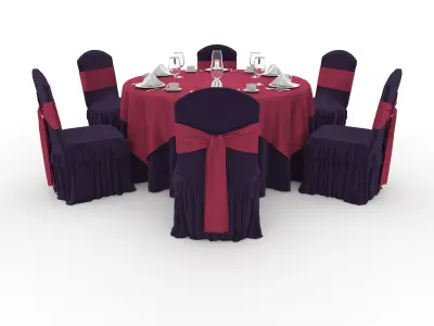 Banquet Table and Chair 60 3D model