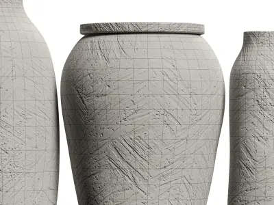 Zara Home Textured Ceramic Vase Set 3D model