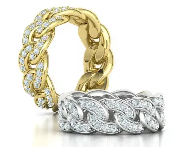 DIAMOND Cuban Link Heavy Chain Ring 9mm Wide 10US Size 3dmodel 3D print model