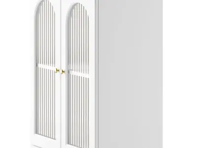 Cabinet Included White Closed Back Wooden Standard Bookcase 3D model