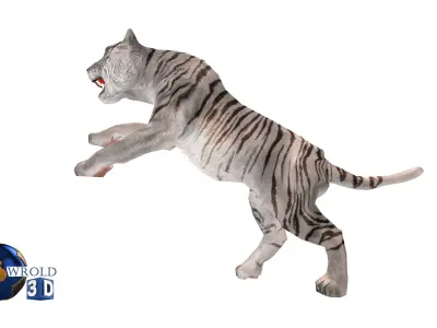 White Tiger Rigged Animated Lowpoly 3D Model Low-poly 3D model
