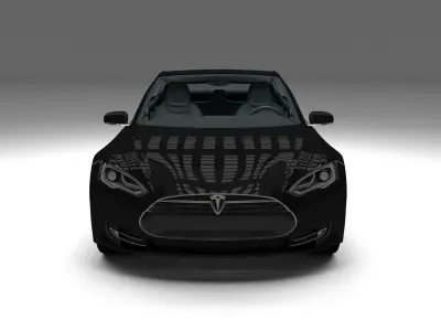 Tesla Model S with interior 3D model
