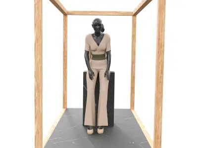 Fashion Display Mannequin  in Wooden Frame 3D model
