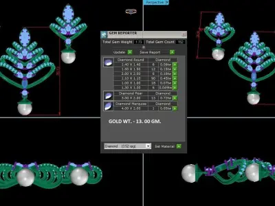 Pendant Earrings combo - 1145 3D print model