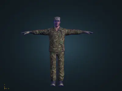 Low-Poly Soldier 3D Model T Pose Game Ready  Low-poly 3D model