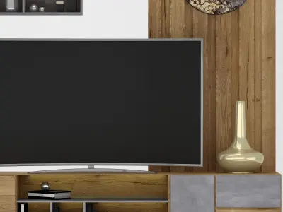 tv wall Low-poly 3D model