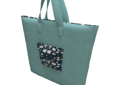 handbag tote bag - aqua 3D model