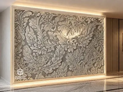 modern panel wall decor set relief stl mural CNC 306 3D model