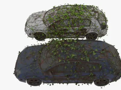 4K realistic low poly abandoned car Low-poly 3D model