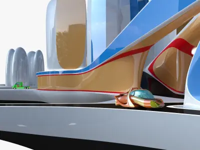 Future city III with cars 3D model