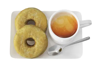 Donuts With Coffee Cup 3D model