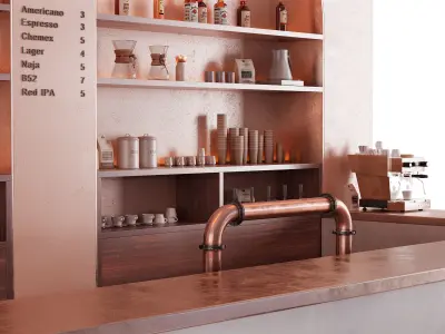 Stylish Bar Counter 3D model