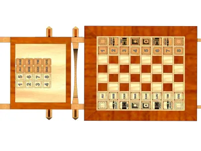 Wooden chess set Low-poly 3D model