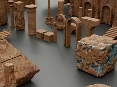 Ancient Ruins Kitbash Low-poly 3D model